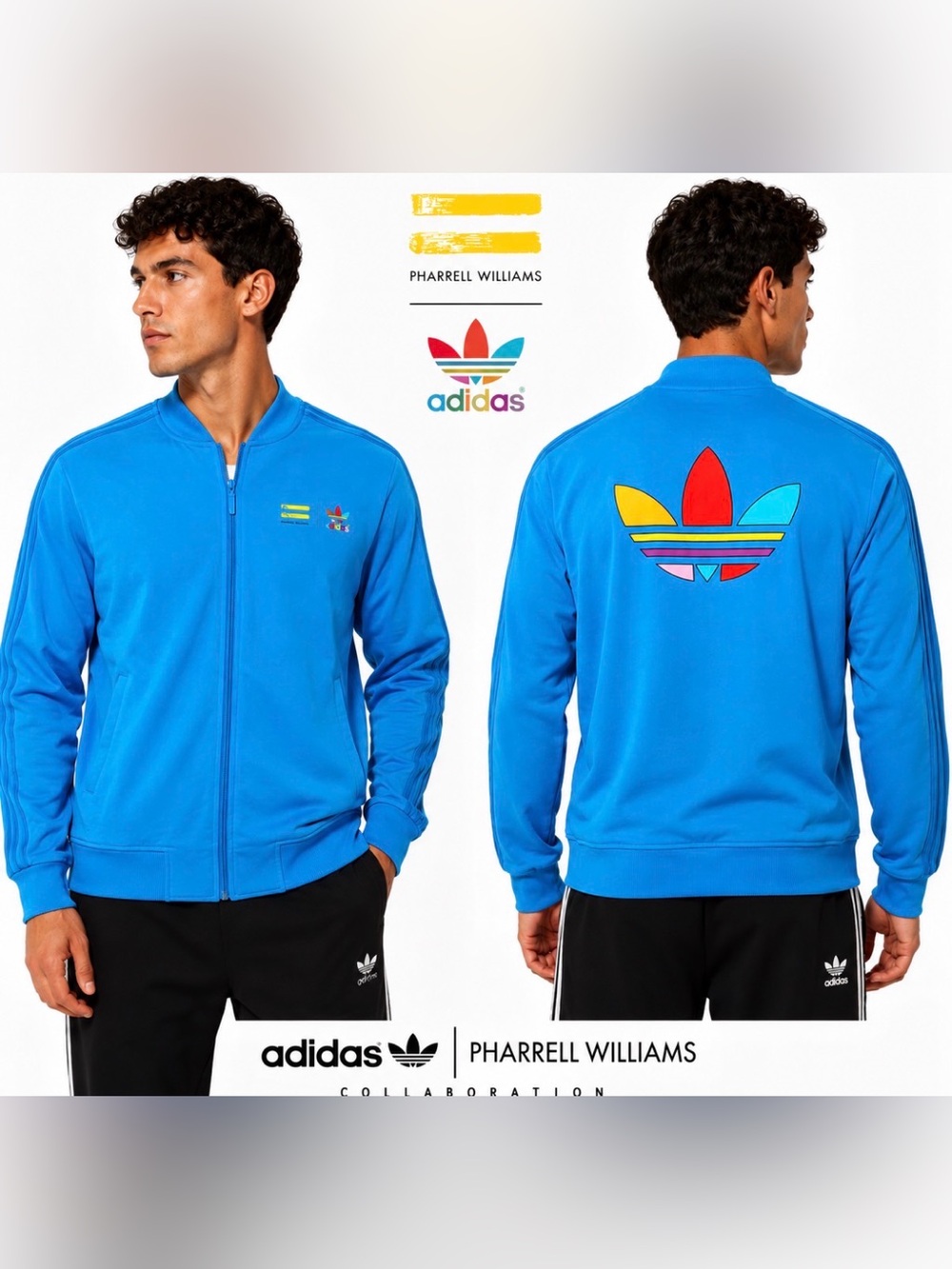 Adidas x Pharrell Williams AC5933 Track Jacket Blue Trefoil Full Zip Men's M